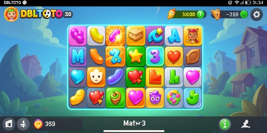 Tampilan menarik dari gameplay DBLTOTO dengan elemen Match-3.