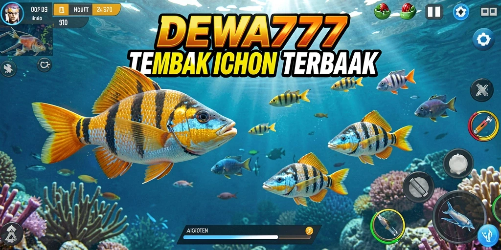 Tampilan gameplay seru dari DEWA777 saat menembak ikan berharga.