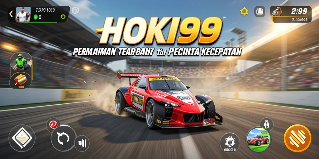 Tampilan mendebarkan dari gameplay balap HOKI99 yang seru.