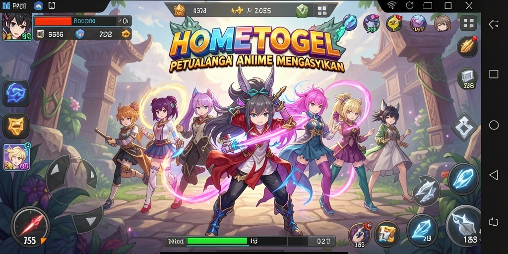 Tampilan memukau dari gameplay HOMETOGEL dengan karakter Anime yang beragam.