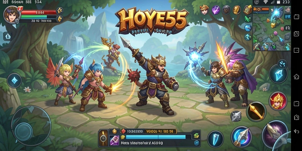 Screenshot gameplay HOYE55 menampilkan aksi pertarungan seru dalam petualangan RPG.