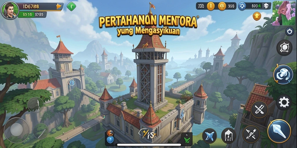 Tampilan gameplay menarik dalam ID6788 dengan menara dan musuh yang dinamis.