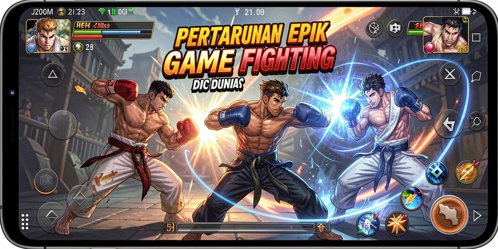 Screenshot J200M menampilkan aksi bertarung yang mendebarkan dan grafis menawan.