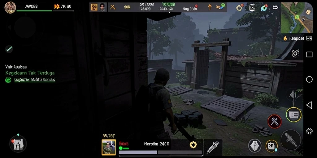 Screenshot gameplay JAVO88 menampilkan suasana menakutkan yang mencekam.