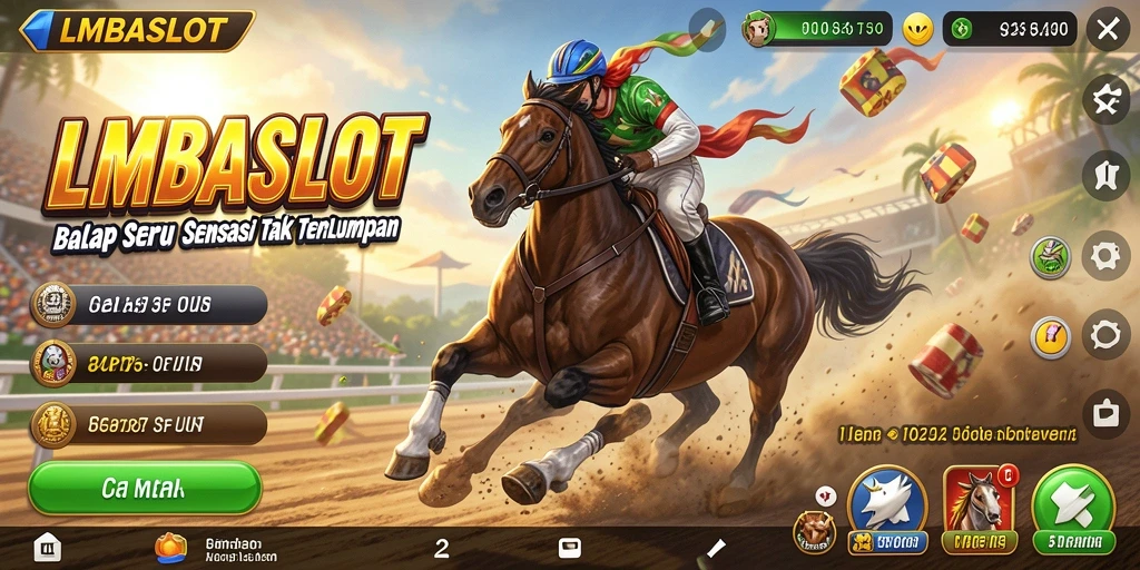 Screenshot gameplay LMBASLOT menunjukkan aksi balap yang mendebarkan.