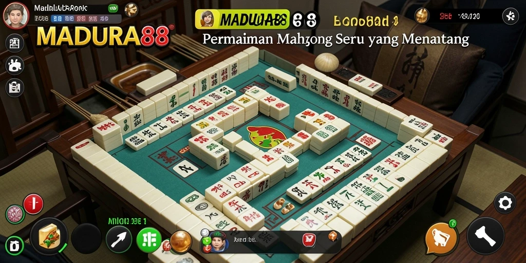 Tangkapan layar utama MADURA88 menampilkan gameplay Mahjong yang seru dan interaktif.