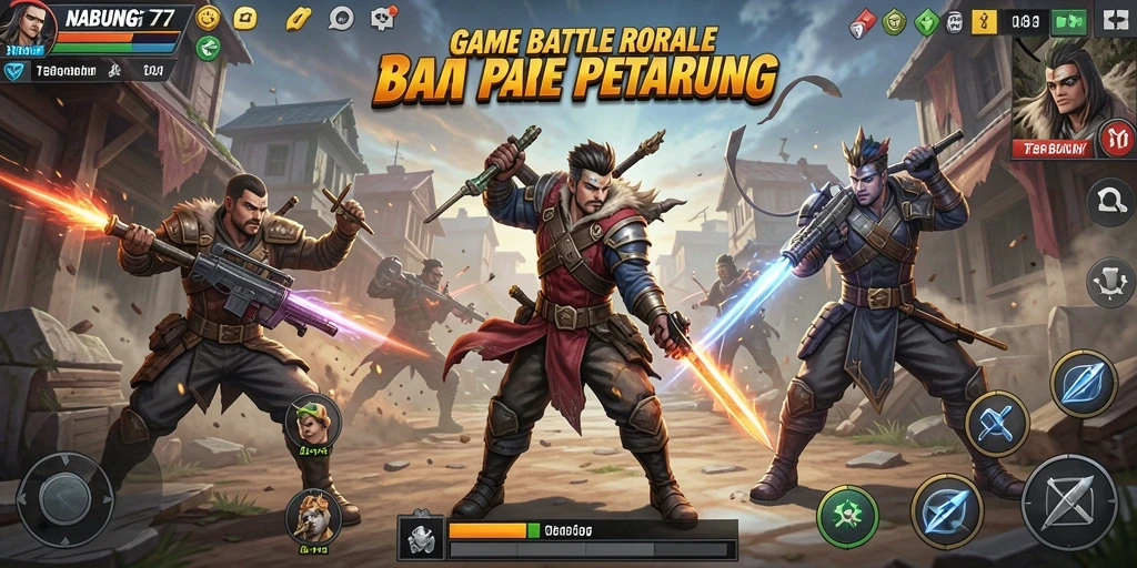 Tampilan seru dari gameplay Battle Royale di NABUNG77.
