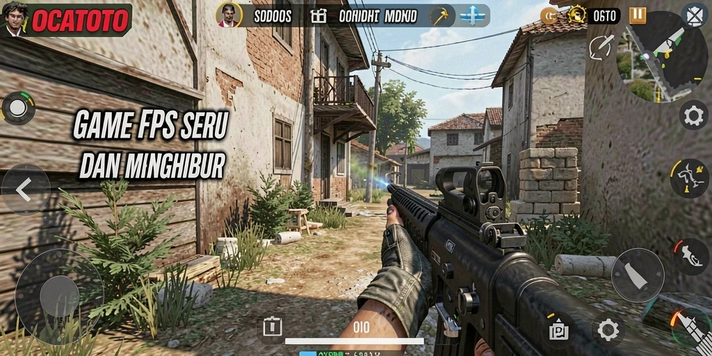 Tampilan karakter OCATOTO dalam aksi gameplay FPS yang mendebarkan.