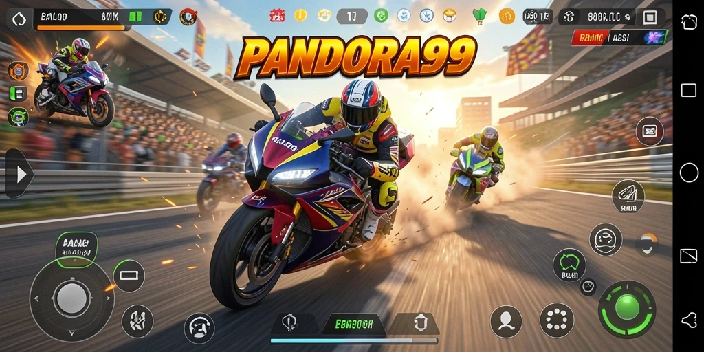 Gameplay mendebarkan dalam balapan motor cepat dan seru.