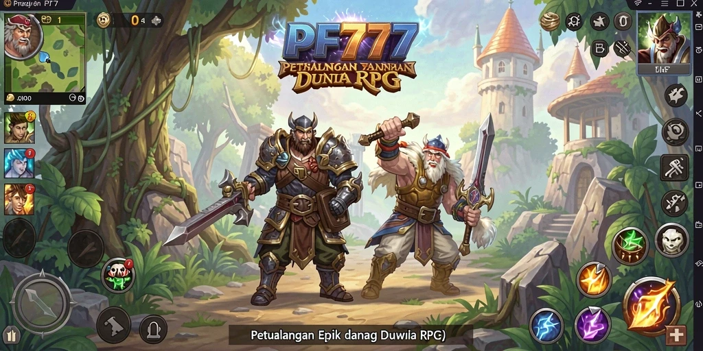Screenshot dari gameplay PF777 yang menampilkan pertarungan epik dalam dunia fantastis.