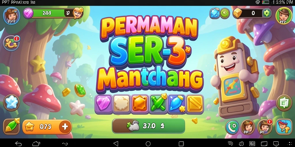 Tampilan gameplay PP7 yang seru dengan elemen warna-warni.
