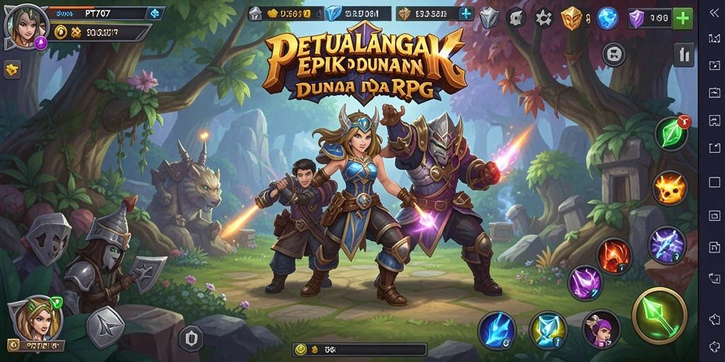 Screenshot menampilkan aksi karakter dalam pertempuran RPG yang seru.