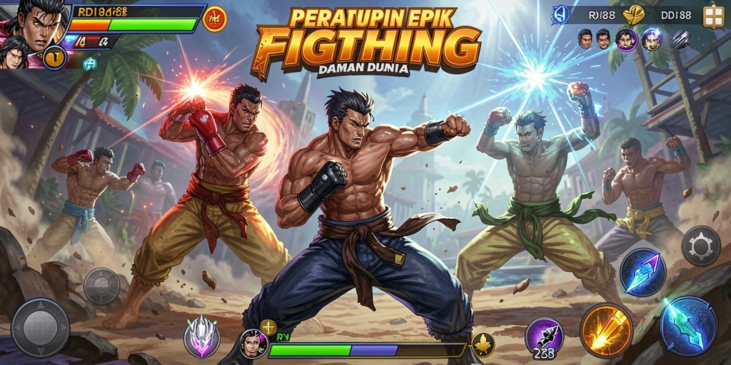 Tampilan screenshot RDI88 menampilkan aksi pertarungan yang intens.