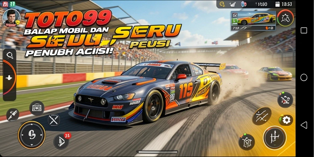 Tampilan balapan seru di TOTO99 dengan mobil beraksi.