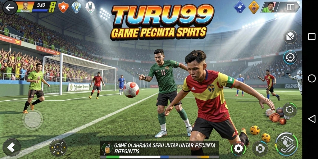 Screenshot gameplay TURU99 menampilkan aksi menarik di lapangan olahraga.