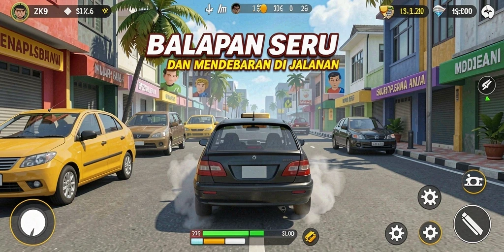 Tangkapan layar ZK9 menunjukkan mobil balap sedang beraksi di lintasan.